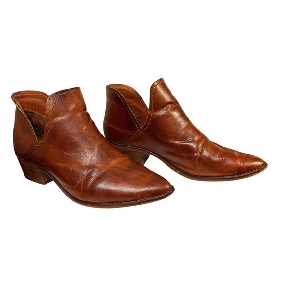 Steve Madden Austin Cognac Brown Leather Cowboy Ankle Booties Women's Size 9.5M - Picture 8 of 14